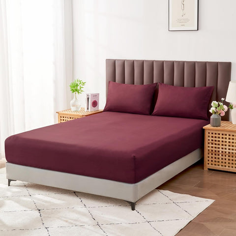 LINENKART Luxury Cotton Blend Fitted Sheet Only- Soft & Breathable King Single Size Fitted Sheet with 40cm Deep Pocket - Shrinkage & Fade Resistant
