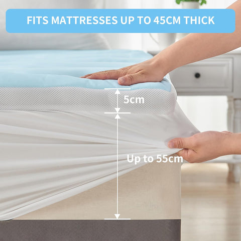LINENOVA Warm Mattress Topper King – 5cm Thick, Coral Fleece Winter Side, Cooling Reverse, 1000GSM Fill, Soft, Breathable & Washable, 45cm Deep Pocket