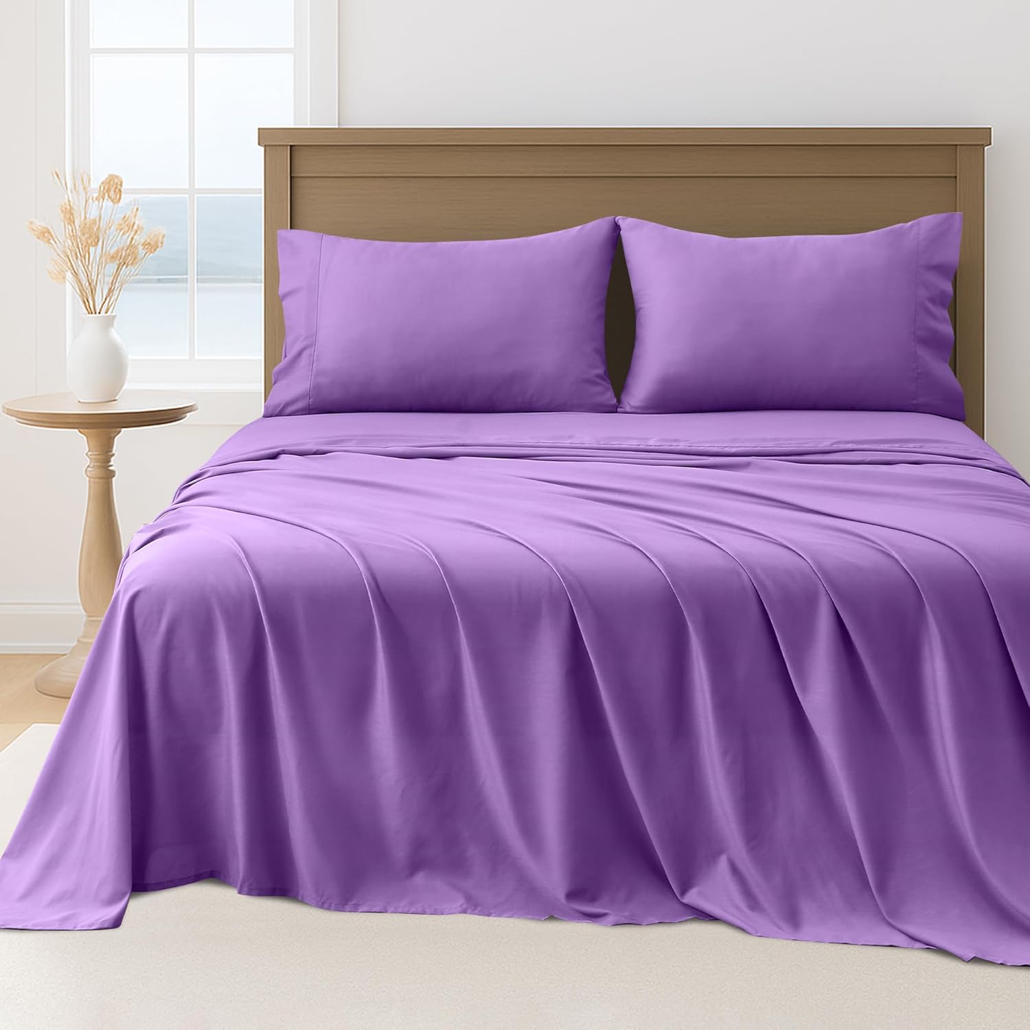 LINEKART Hotel Quality King Single Bed Sheet Set – 3 Piece 2000TC Ultra Soft Durable Brushed Microfibre – 40cm Deep Pocket Fitted Sheet, Flat Sheet & 1 Pillowcase – Wrinkle-Free & Easy Care – White