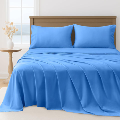 LINEKART Hotel Quality King Single Bed Sheet Set – 3 Piece 2000TC Ultra Soft Durable Brushed Microfibre – 40cm Deep Pocket Fitted Sheet, Flat Sheet & 1 Pillowcase – Wrinkle-Free & Easy Care – White