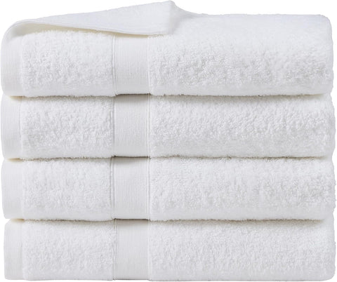 LINENOVA 4 Pack Bath Towel Set 68x137cm, 100% Combed Cotton Towels for Bathroom, 650GSM Ultra Soft & Highly Absorbent Bathroom Shower Towels for Gym, Hotel & Spa - White