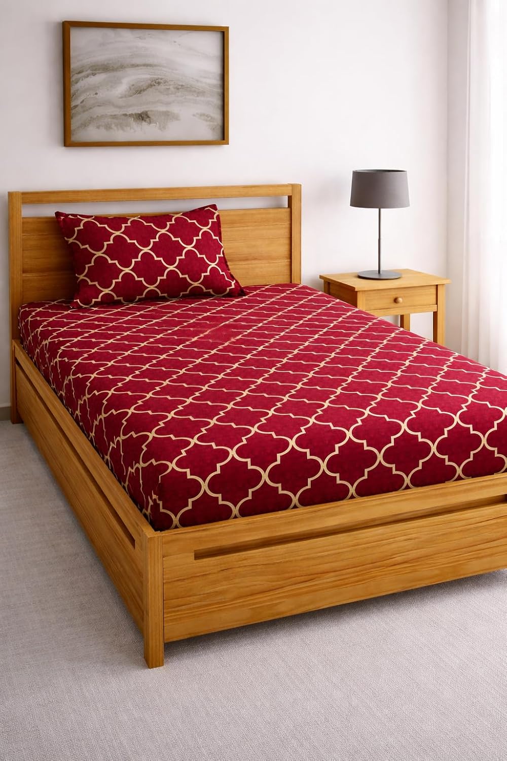 DECORUM Glace Cotton Single Bedsheet with 1 Pillow Cover | Soft, Durable, Lightweight & Skin-Friendly Fabric| Suitable for Single/Diwan Bed Size