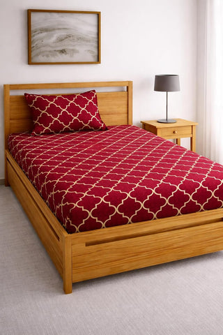 DECORUM Glace Cotton Single Bedsheet with 1 Pillow Cover | Soft, Durable, Lightweight & Skin-Friendly Fabric| Suitable for Single/Diwan Bed Size