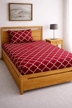 DECORUM Glace Cotton Single Bedsheet with 1 Pillow Cover | Soft, Durable, Lightweight & Skin-Friendly Fabric| Suitable for Single/Diwan Bed Size