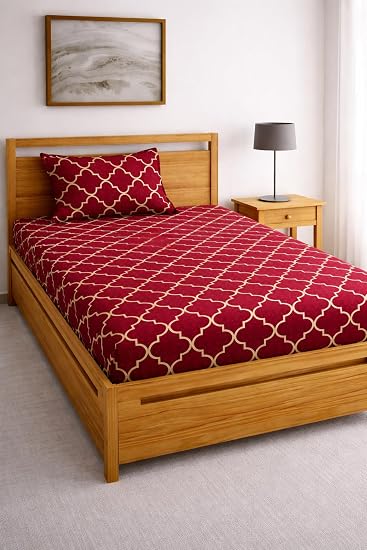 DECORUM Glace Cotton Single Bedsheet with 1 Pillow Cover | Soft, Durable, Lightweight & Skin-Friendly Fabric| Suitable for Single/Diwan Bed Size