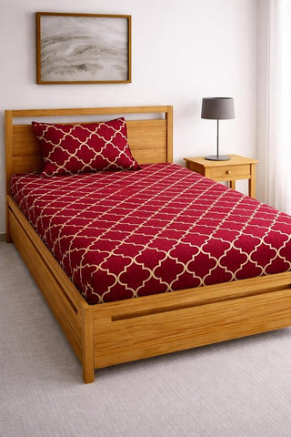 DECORUM Glace Cotton Single Bedsheet with 1 Pillow Cover | Soft, Durable, Lightweight & Skin-Friendly Fabric| Suitable for Single/Diwan Bed Size