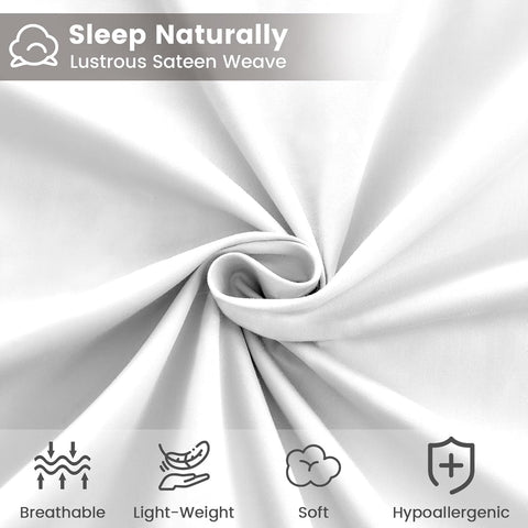 LINENOVA Luxury 100% Natural Cotton Bed Sheet Set - 40cm Deep Pocket Fitted Sheet & Flat Sheet & 1 Pillowcase - 3 Piece