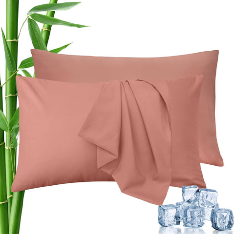 LINENCART Standard Pillowcase Set of 2, Cooling Rayon from Bamboo Pillow Cases, 2000 TC Ultra Soft & Breathable Envelope Pillow Cover, Moisture-Wicking for Hot Sleepers(Biscay Blue, 48 * 74cm)