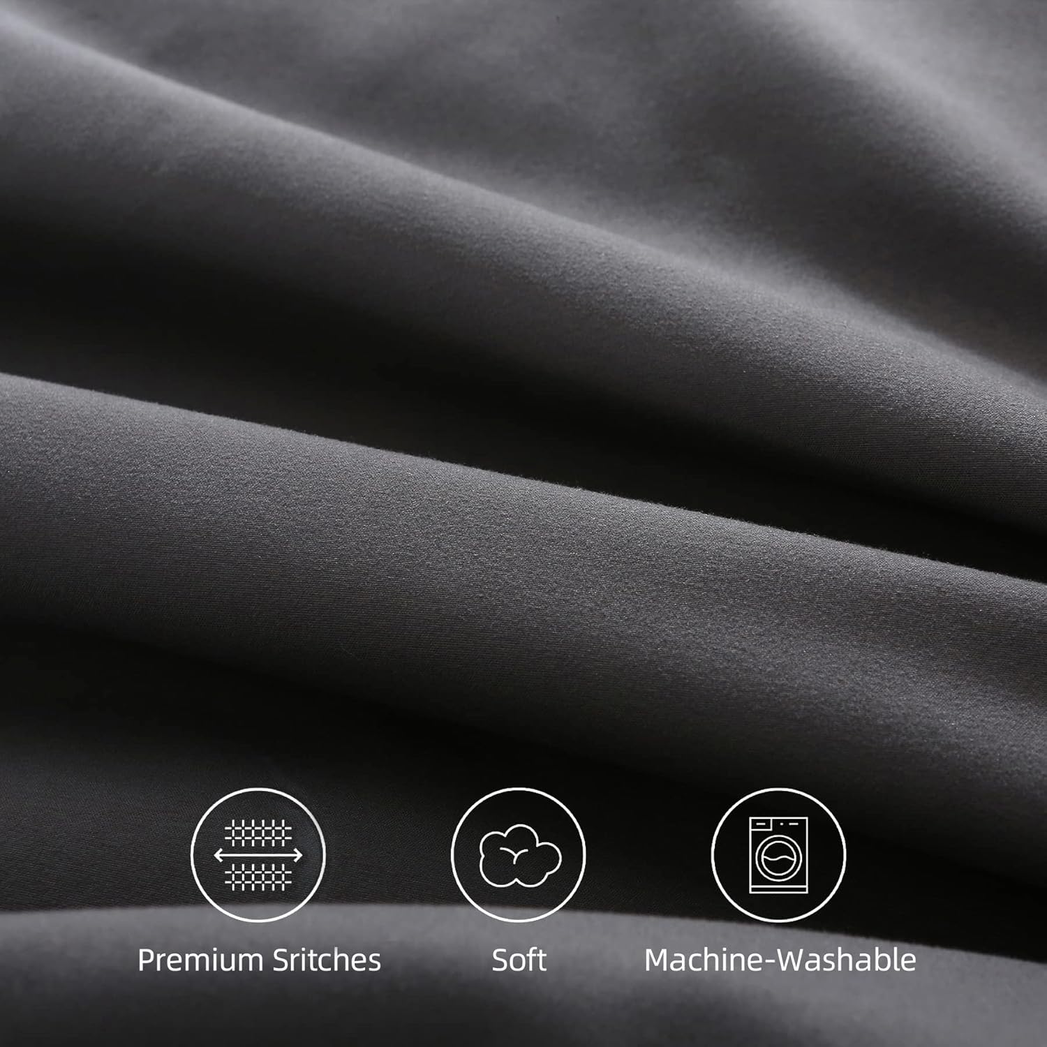 LINENOVA 2 Pack Standard Size Pillow Cases, 1200TC Brushed Microfiber Super Soft Pillowcases with Envelope Closure, Wrinkle, Fade and Stain Resistant Pillow Covers, 48x74cm - Dark Grey