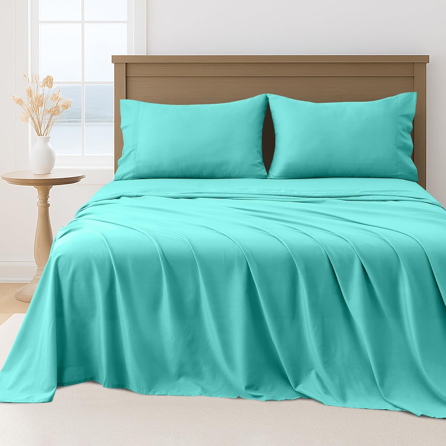 LINEKART Hotel Quality King Single Bed Sheet Set – 3 Piece 2000TC Ultra Soft Durable Brushed Microfibre – 40cm Deep Pocket Fitted Sheet, Flat Sheet & 1 Pillowcase – Wrinkle-Free & Easy Care – White