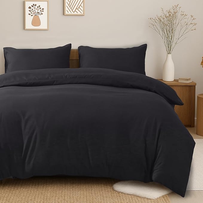 LINENCART Quilt Cover Set Double Size - Brushed Microfiber 1200TC Super Soft Duvet Cover Set 3 Pieces with Button Closure, 1 Duvet Cover and 2 Pillowcases(Double Size, Burgundy)