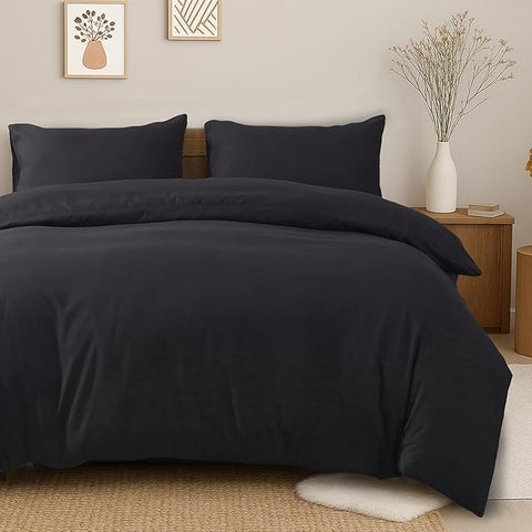 LINENCART Quilt Cover Set Double Size - Brushed Microfiber 1200TC Super Soft Duvet Cover Set 3 Pieces with Button Closure, 1 Duvet Cover and 2 Pillowcases(Double Size, Burgundy)