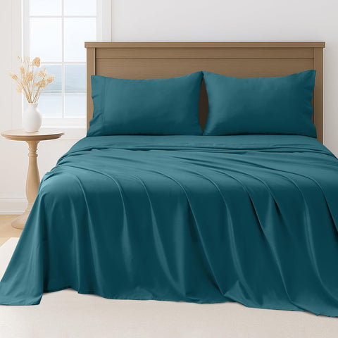 LINEKART Hotel Quality King Single Bed Sheet Set – 3 Piece 2000TC Ultra Soft Durable Brushed Microfibre – 40cm Deep Pocket Fitted Sheet, Flat Sheet & 1 Pillowcase – Wrinkle-Free & Easy Care – White