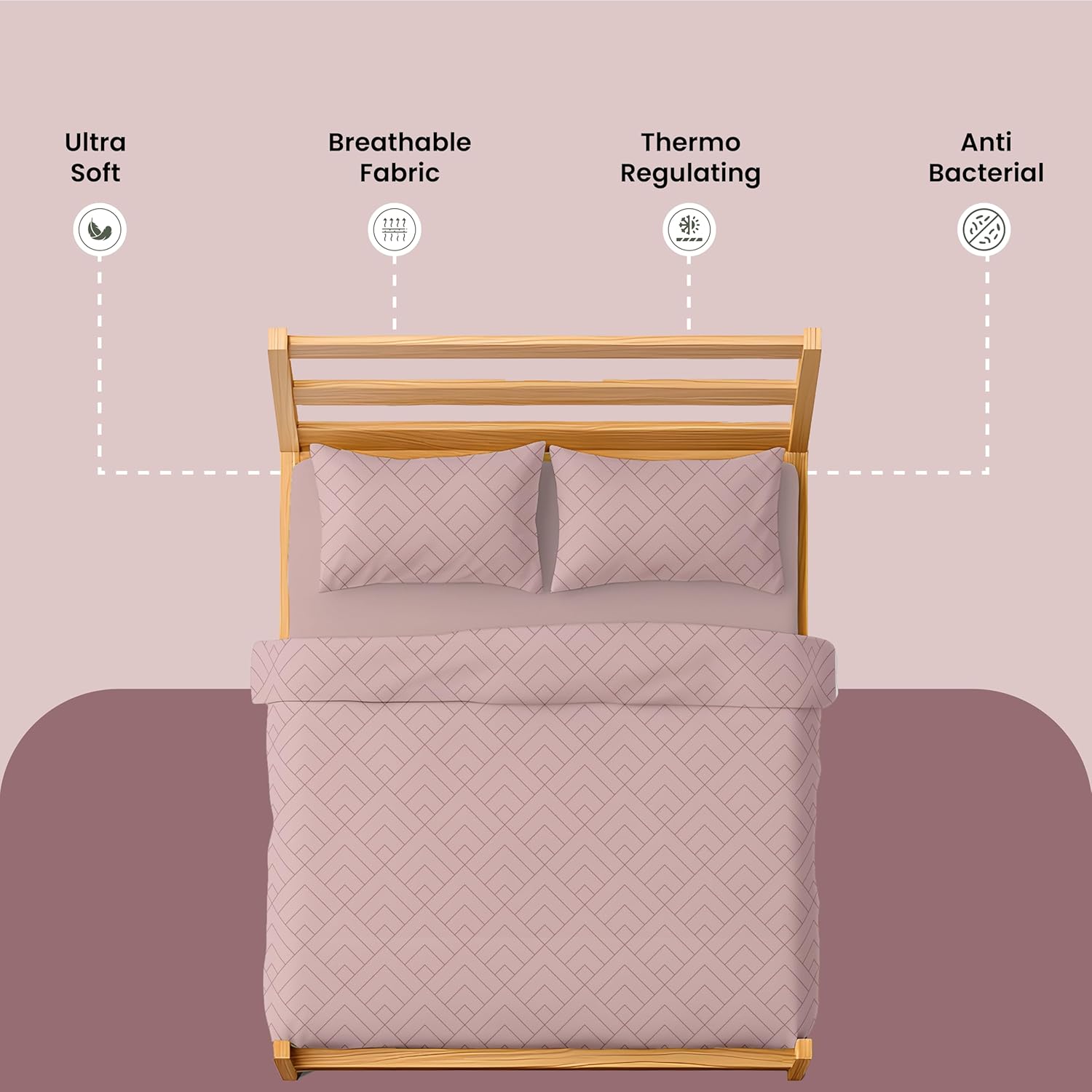 LINENCART Bamboo King Size Bedsheet with 2 Pillow Covers | 100x106 in | 300 TC Floral Printed Bedsheet for Double Bed King Size | Ultra Soft & Anti-Microbial King Size Bed Sheet | Pack of 1, Aqua Blue