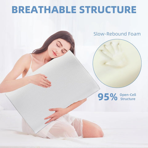 LINENOVA 1 Pack Cervical Memory Foam Pillow for Neck Pain Relief –Ergonomic Contour Pillow with Dual Height Support, Orthopedic Bed Pillow for Side, Back & Stomach Sleepers - 55x35cm