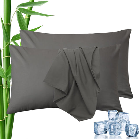 LINENCART Standard Pillowcase Set of 2, Cooling Rayon from Bamboo Pillow Cases, 2000 TC Ultra Soft & Breathable Envelope Pillow Cover, Moisture-Wicking for Hot Sleepers(Biscay Blue, 48 * 74cm)