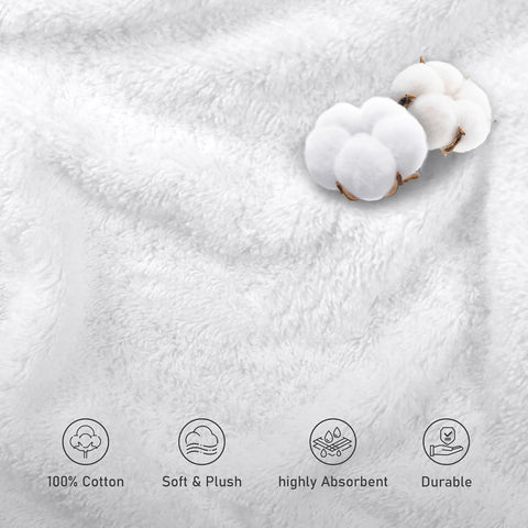 LINENOVA 4 Pack Bath Towels Set 68x132cm, 100% Combed Cotton Premium Towels for Bathroom, 550GSM Softness Quick Dry and Absorbent Adult Towels for Daily Use, White