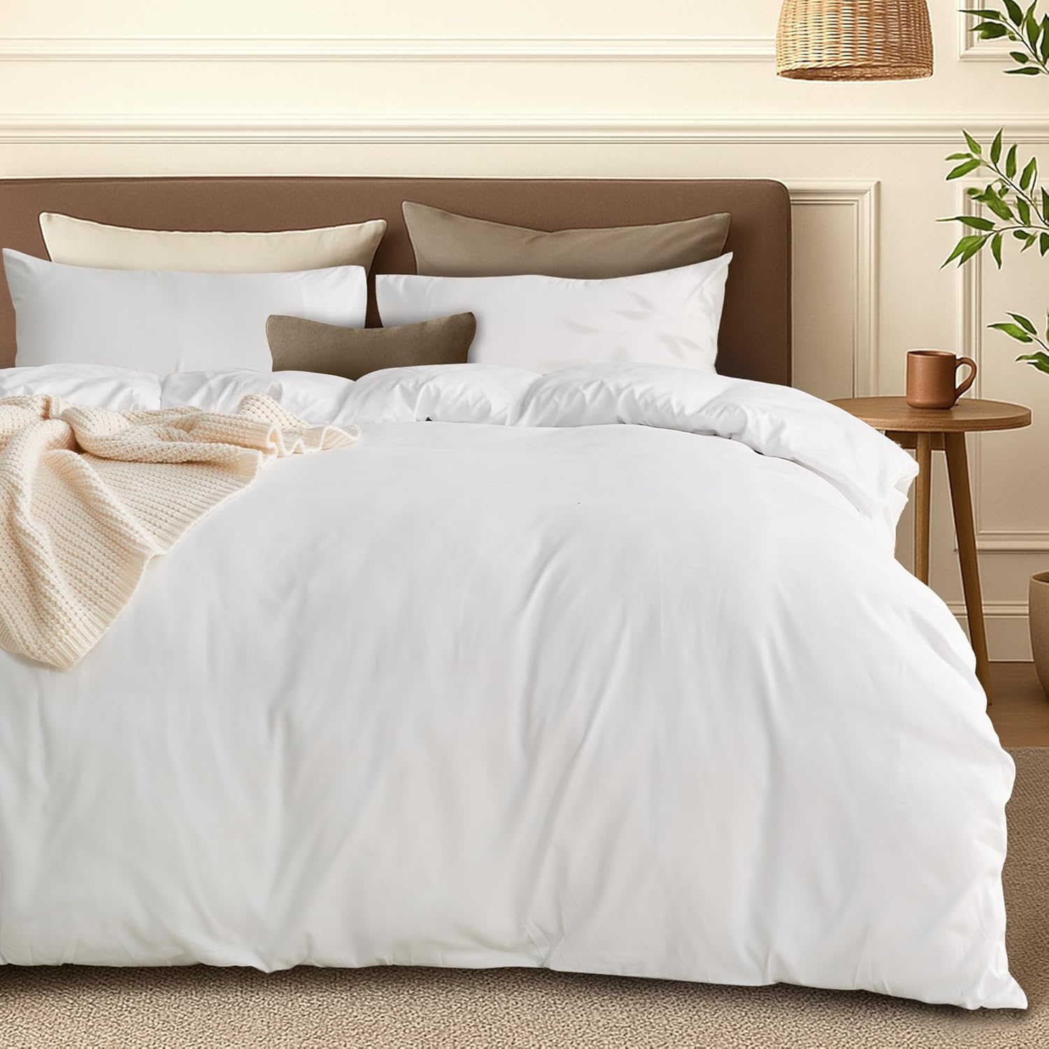 LINENCART Quilt Cover Set Double Size - Brushed Microfiber 1200TC Super Soft Duvet Cover Set 3 Pieces with Button Closure, 1 Duvet Cover and 2 Pillowcases(Double Size, Burgundy)