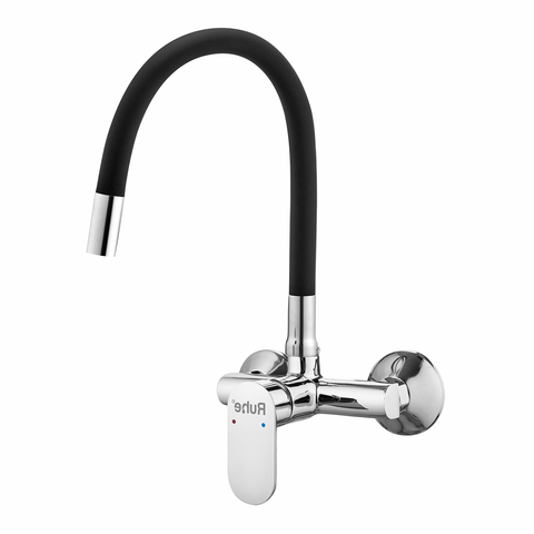 Trueliving Luxuries  Demure Single Lever Wall-mount Sink Mixer Brass Faucet with Black Silicone Spout20 Inches