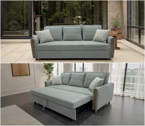 Kairo Fabric Pull-Out Sofa Cum Bed with Under Seat Storage (Grey)