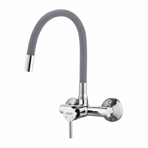 Trueliving Modern  Kara Single Lever Wall-mount Sink Mixer Brass Faucet with Grey Silicone Spout20 Inches