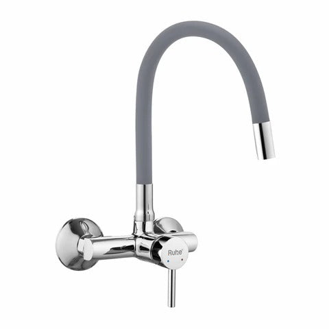 Trueliving Modern  Kara Single Lever Wall-mount Sink Mixer Brass Faucet with Grey Silicone Spout20 Inches