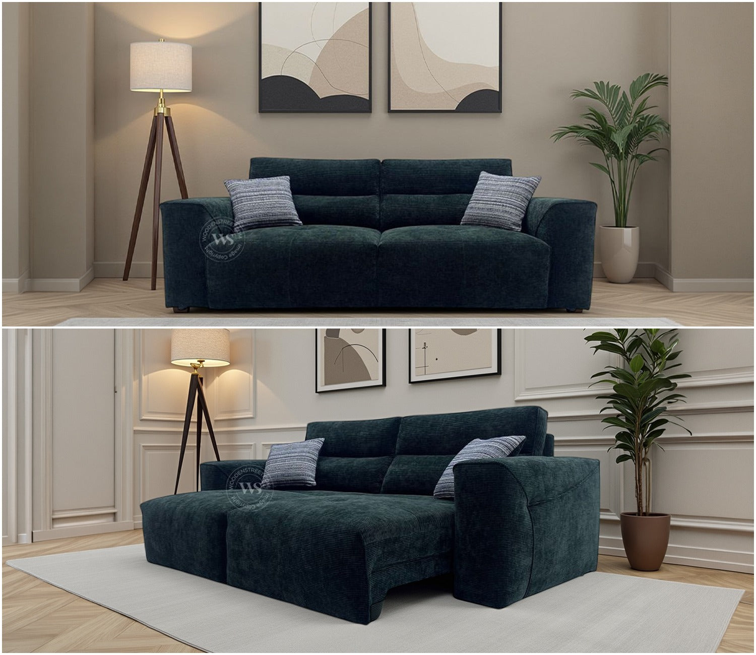 Midoro Powered Recliner Sofa with Extendable Seating (Green)