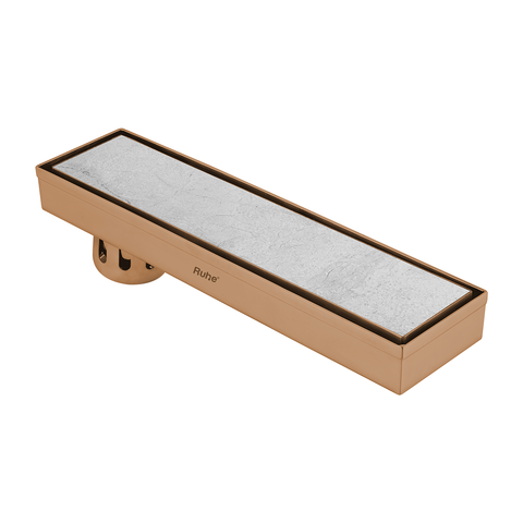 Trueliving Home Brown Marble Insert Shower Drain Channel (18 x 3 Inches) ROSE GOLD PVD Coated