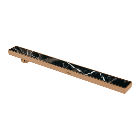 Trueliving Home Brown Marble Insert Shower Drain Channel (36 x 3 Inches) ROSE GOLD PVD Coated