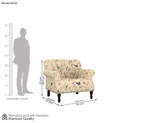 Parker 1 Seater Sofa (Cotton, Cream Robins)