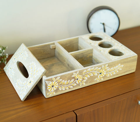 Adiva Floral Hand Painted Multistorage Wooden Tray