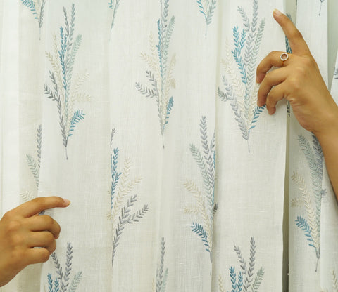 Pampa Door 1 Piece Sheer Curtain (Blue, 7 Feet)