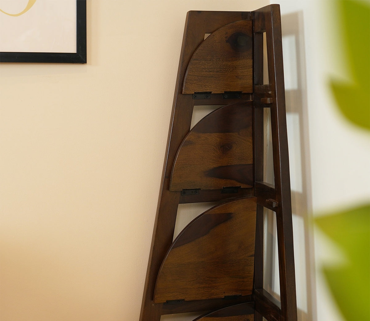 Severino Solid Wood Foldable Bookshelf (Walnut Finish)