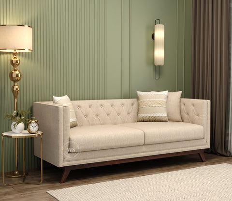 Berlin 3 Seater Sofa (Cotton, Jade Ivory)