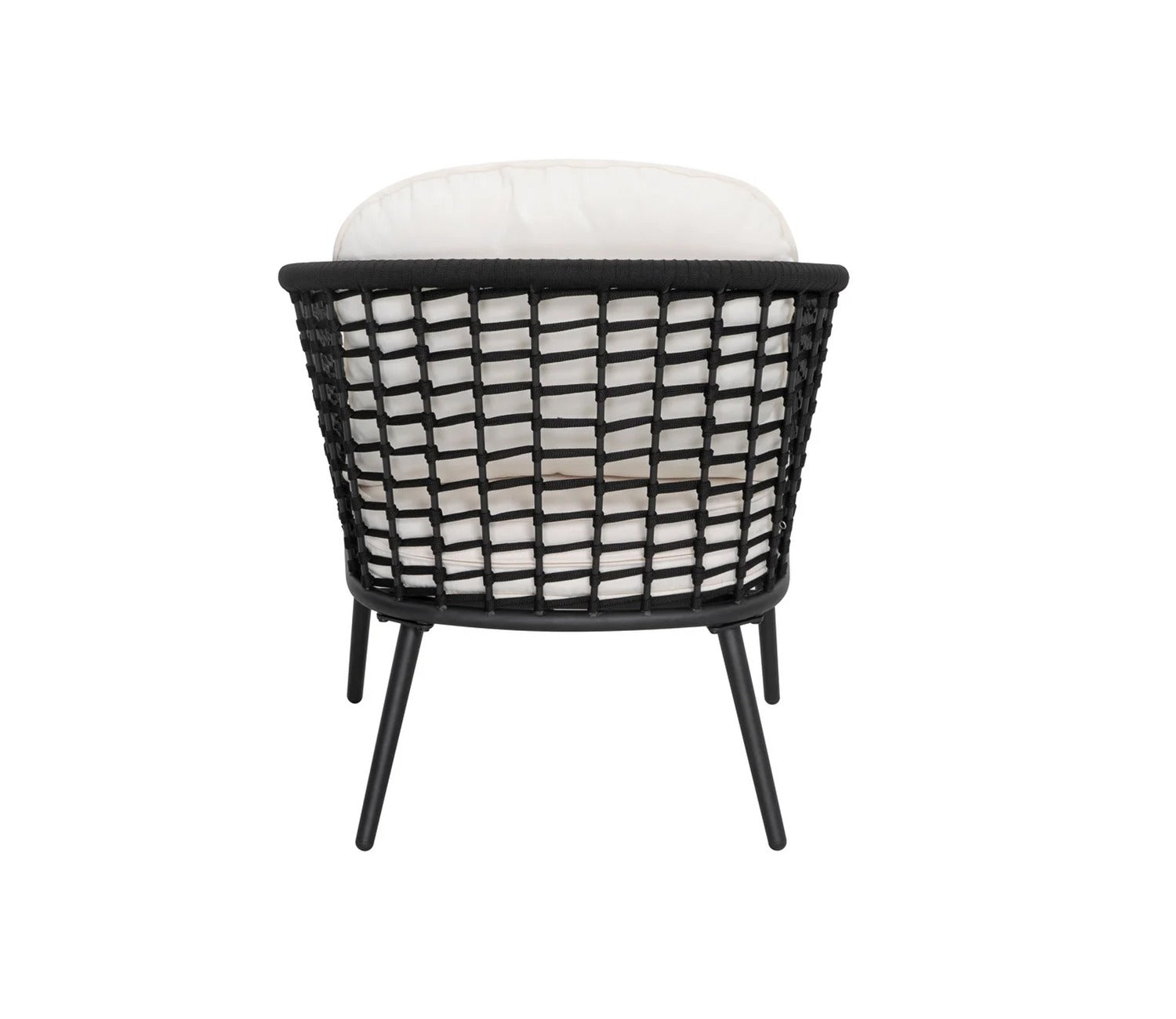 Black Rope 2 Seater With Table And Off-White Cushion Covers