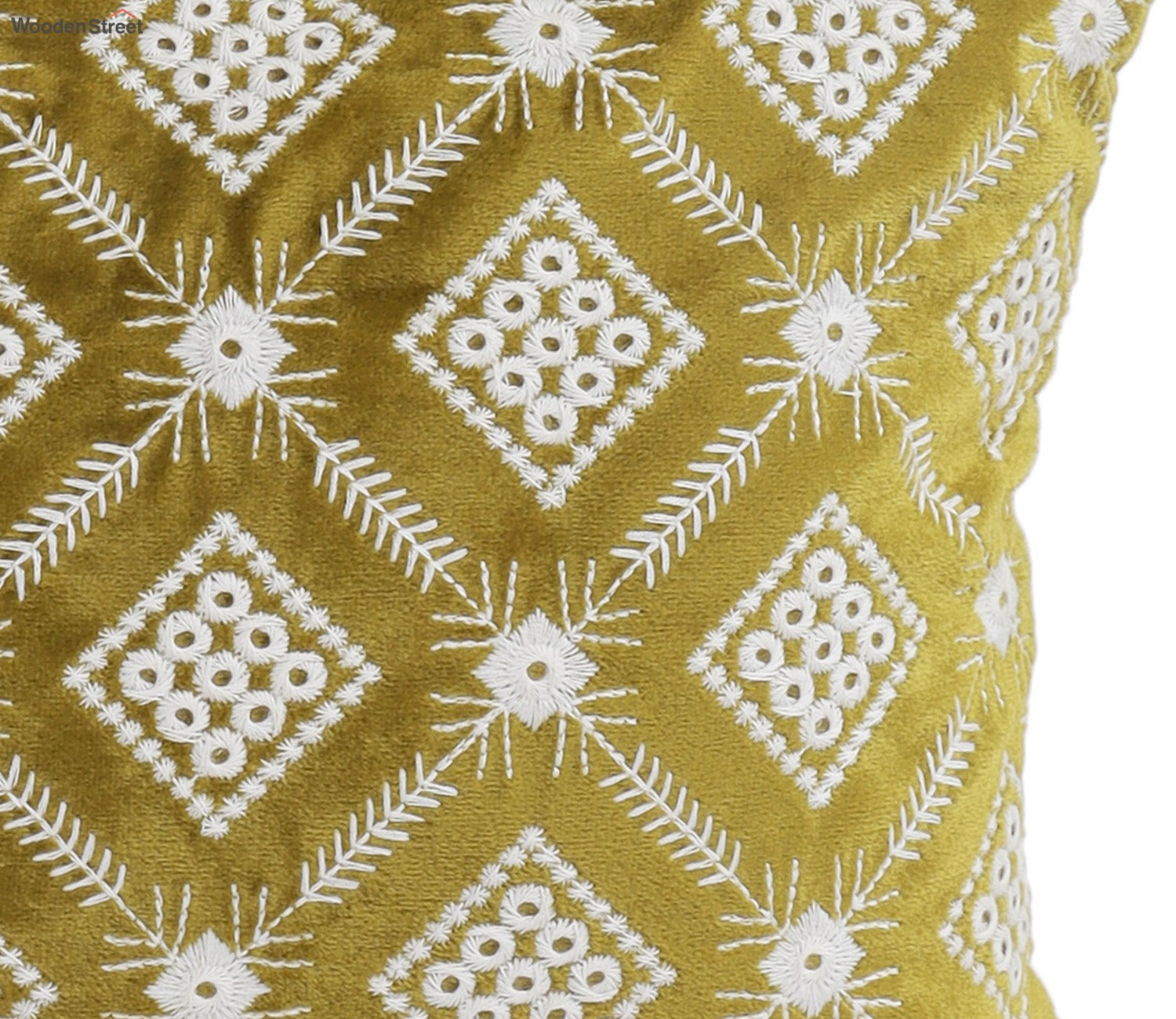 Super Soft Ethnic Design Set of 2 Embroidered Cushion Cover (Henna Green, 20 x 12 inches)
