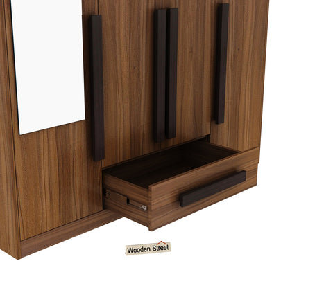Barry 4 Door Wardrobe With Mirror(Exotic Teak Finish)