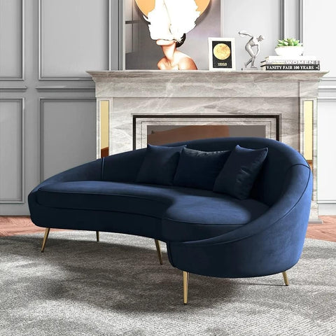 Trueliving Modern Dark Three Seater Sofa Velvet Finish H 36" x W 80" x D 34"