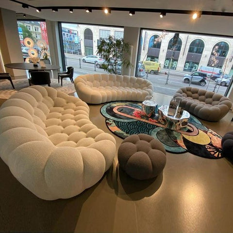 Trueliving Luxurious Dark Eight Seater Sofa Velvet Finish 0.87D x 3.95W x 0.87H Meters