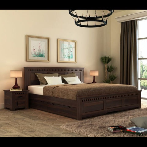 Trueliving Luxurious New designer Dark bed Laminated Finish & PU Finish 6Ft *6Ft *1Ft