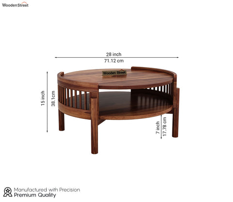 Meher Sheesham Wood Round Coffee Table (Honey Finish)