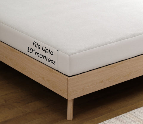 Featherix Cotton Feel Terry Ultra Soft Breathable Hypoallergenic Waterproof Mattress Protector Queen Size (White, 78 x 60)
