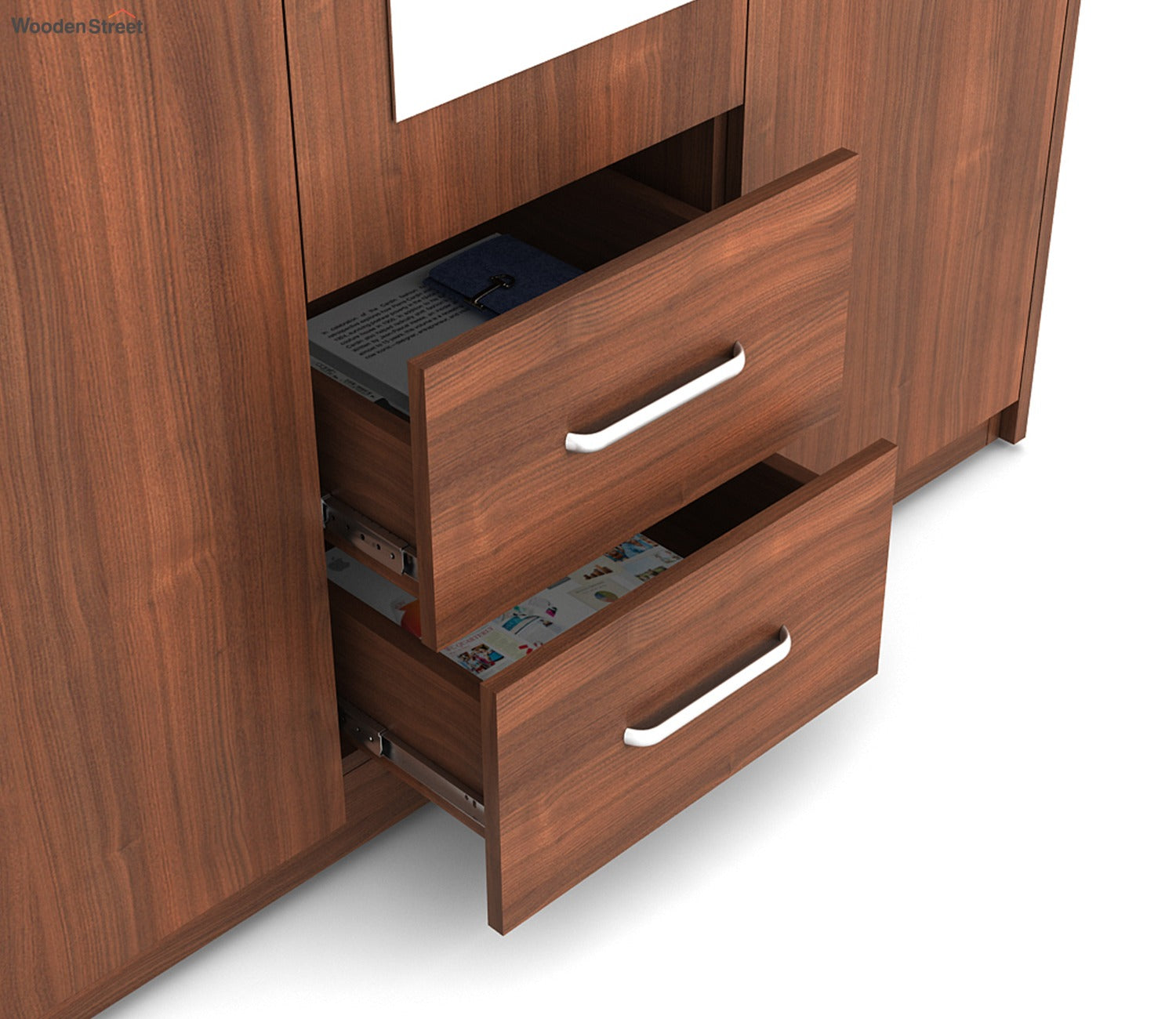 Kosmo Apex 3 Door Dresser Wardrobe (Exotic Teak Finish)