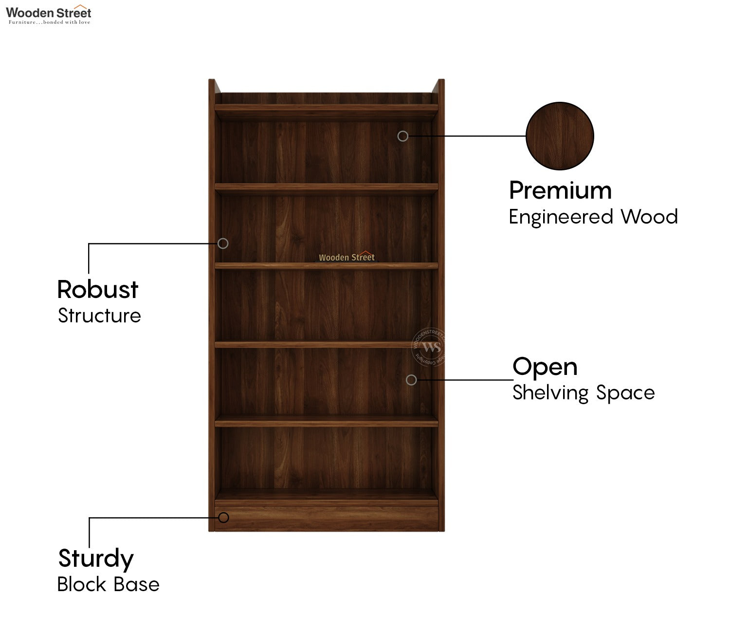 Arcane Engineered Wood Book Shelf With Multiple Storage Space (Columbian Walnut Finish)