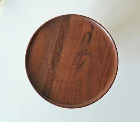 Ranier Wooden Serving Plate with Metal Base