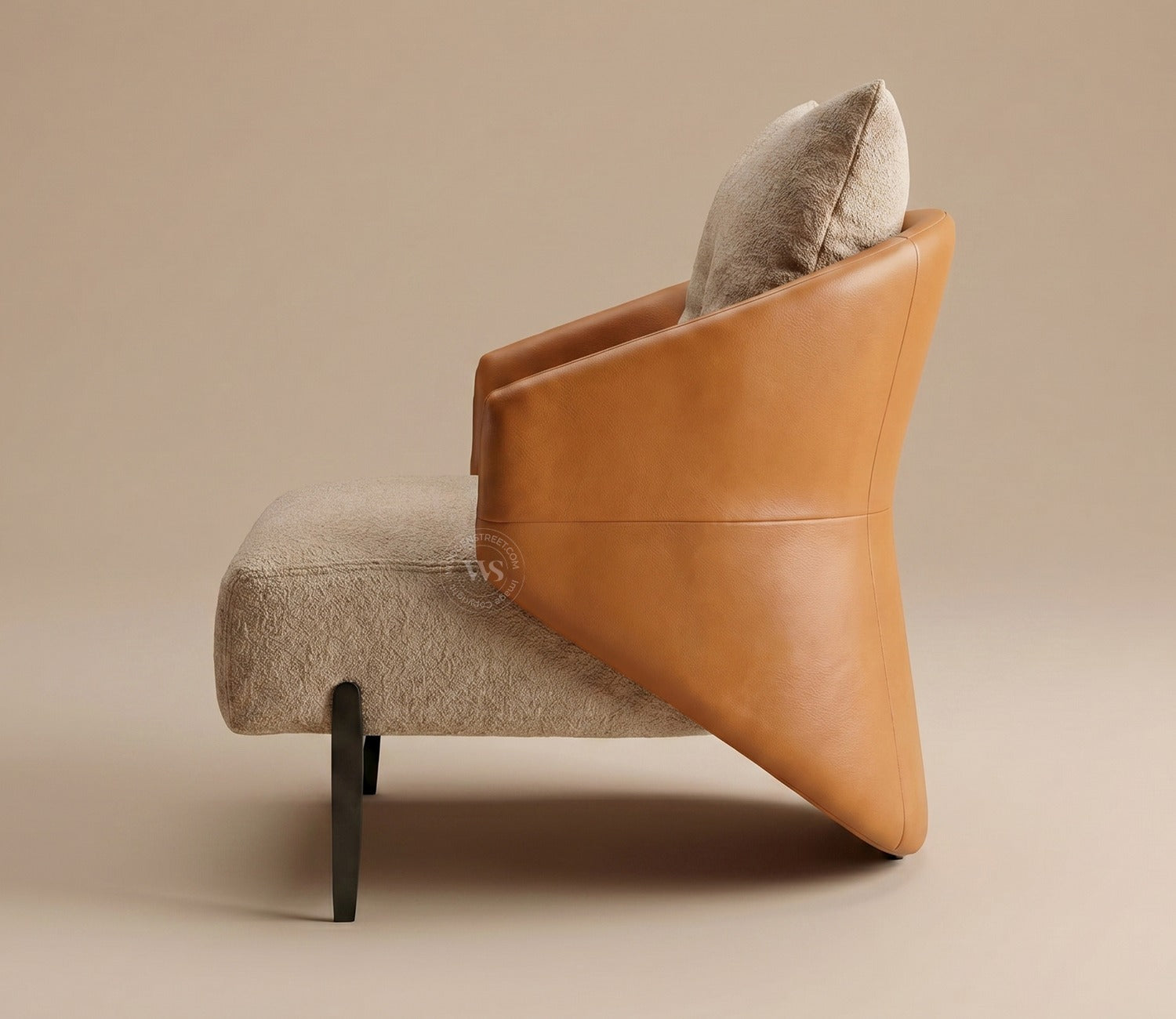 Velora Premium Lounge Chair With Leatherette Backrest & Plush Fabric Seating (Dual Tone)