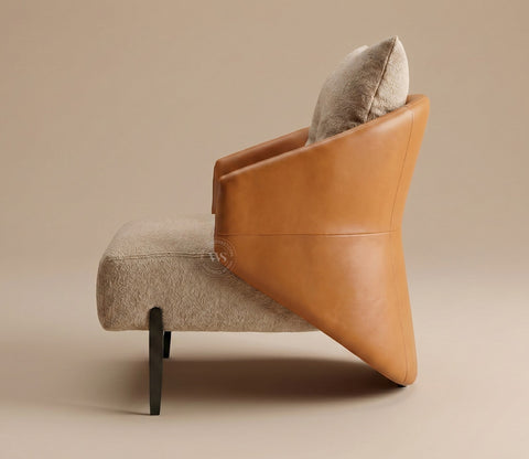 Velora Premium Lounge Chair With Leatherette Backrest & Plush Fabric Seating (Dual Tone)