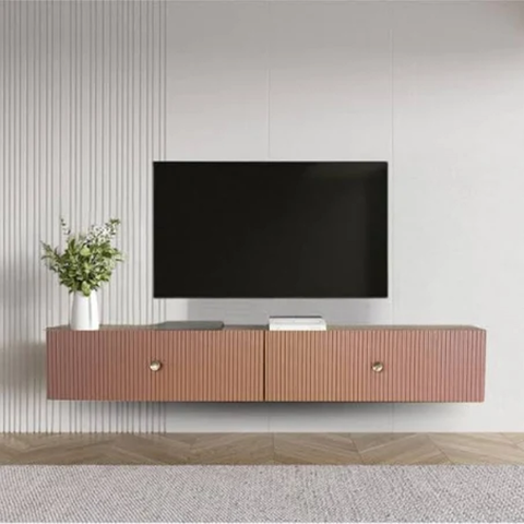 Trueliving Wall-Mounted Budget Tv Unit with Shelf & Drawers 137.2 L x 33 W x 109.2 H
