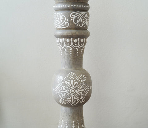 Ira Traditional Designer Hand Painted Wooden Pillar Candle Stand