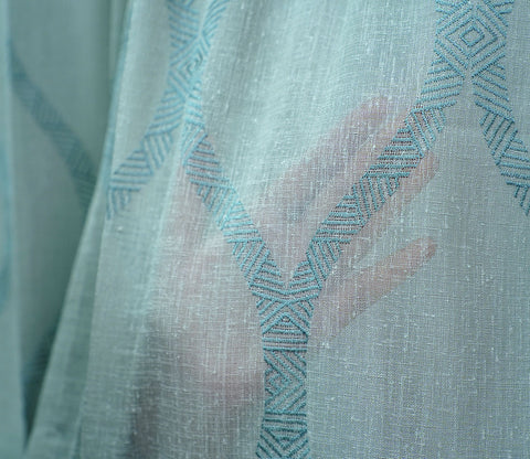 Twisted Sheer Door Curtains Set of 2 (Blue, 7 Feet)